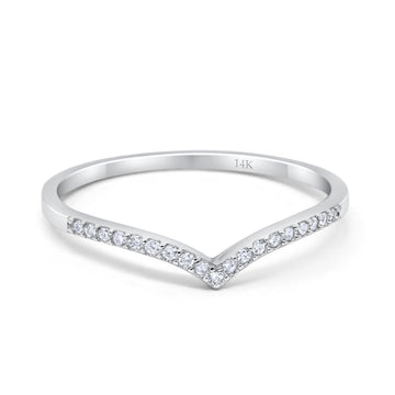 14K White Gold Eternity Wedding Band Ring Simulated Round Cubic Zirconia Size-7